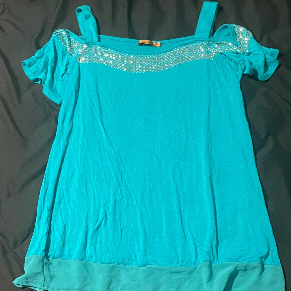 Belldini Aqua Top with Shimmer Details